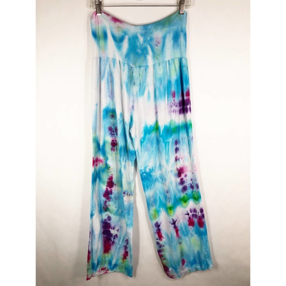 Rainbow Yoga Love Tree Large Pants Tie Dye Handmade Blue‎ Purple Lounge 539 - Picture 2 of 12
